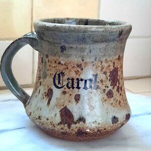 Vintage Stoneware Tankard Mug Personalized Carol Studio Pottery